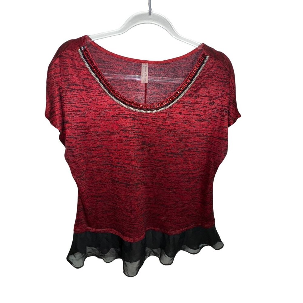 Passion Candy Red & Black Top‎ Large Goth Vamp Sexy Punk Rock Eighties Glamour